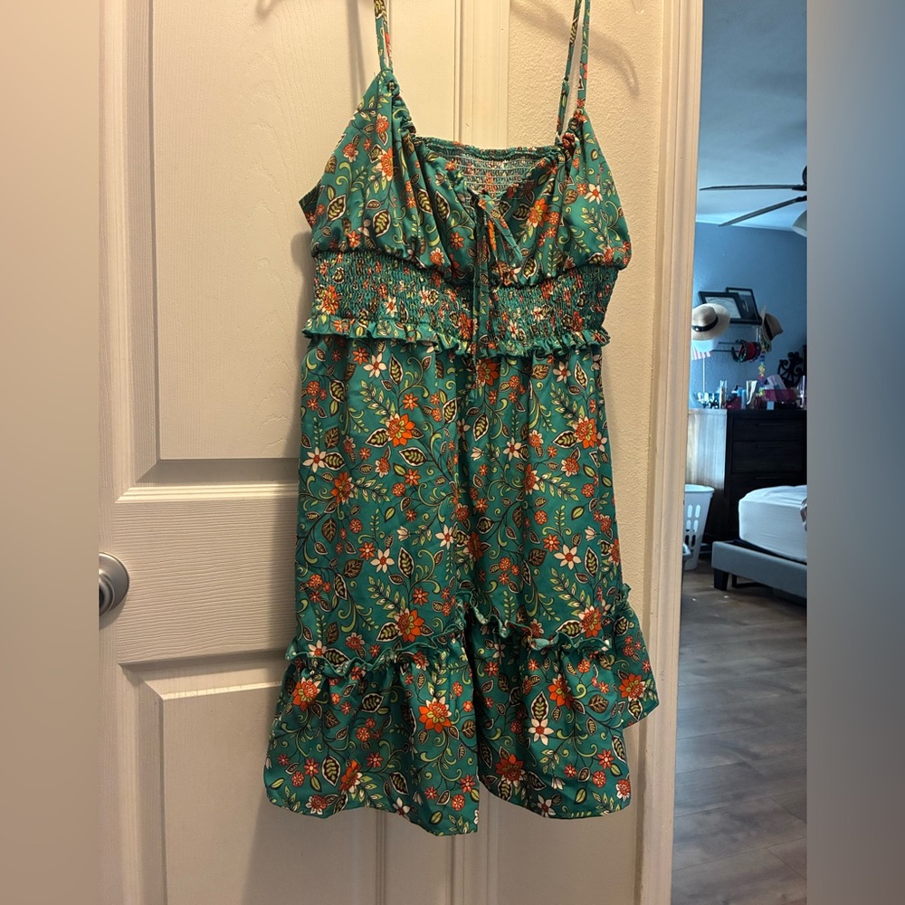SHEIN Teal Green Floral Midi Dress size 3X